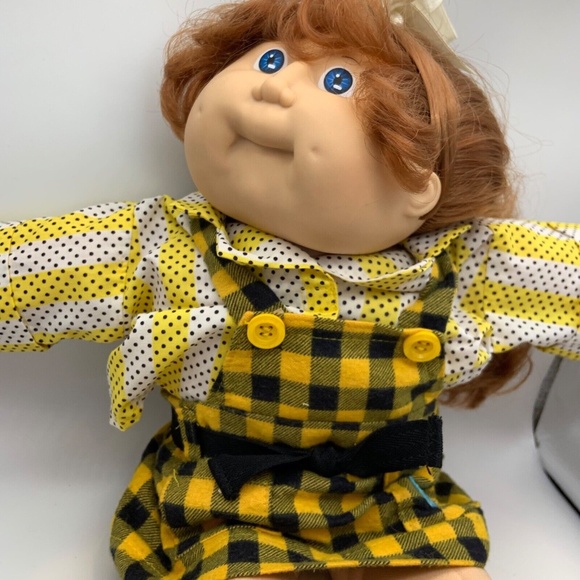 Vintage Cabbage Patch Kids Red Head & Blue Eyed Girl Original Plaid Outfit - Picture 3 of 16